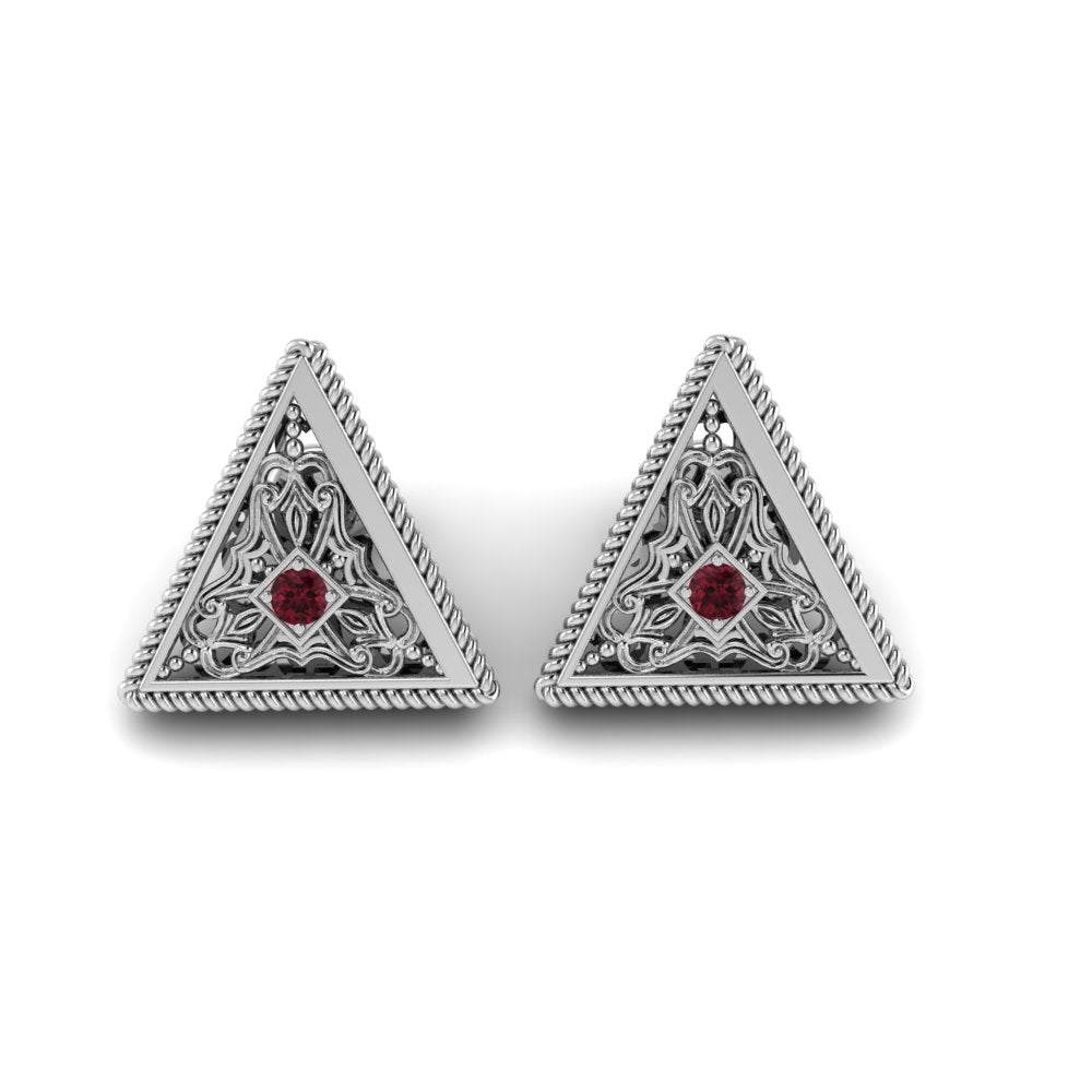 Crimson Collection – Ruby and White Sapphire Stud Earrings