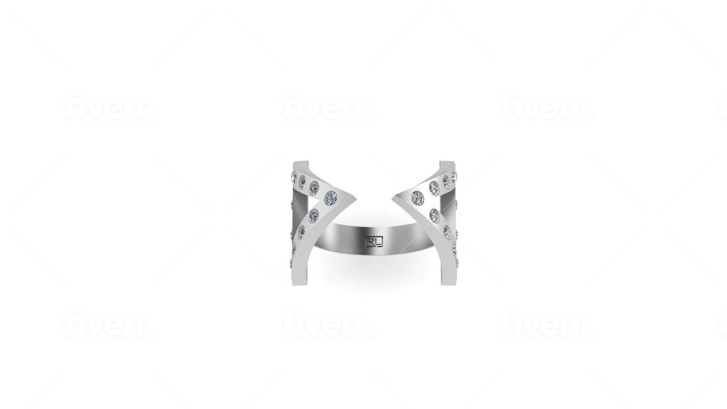 Double Delta Ring 22 Stones
