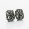 Filigree Center Stone Rectangle Cuff Links