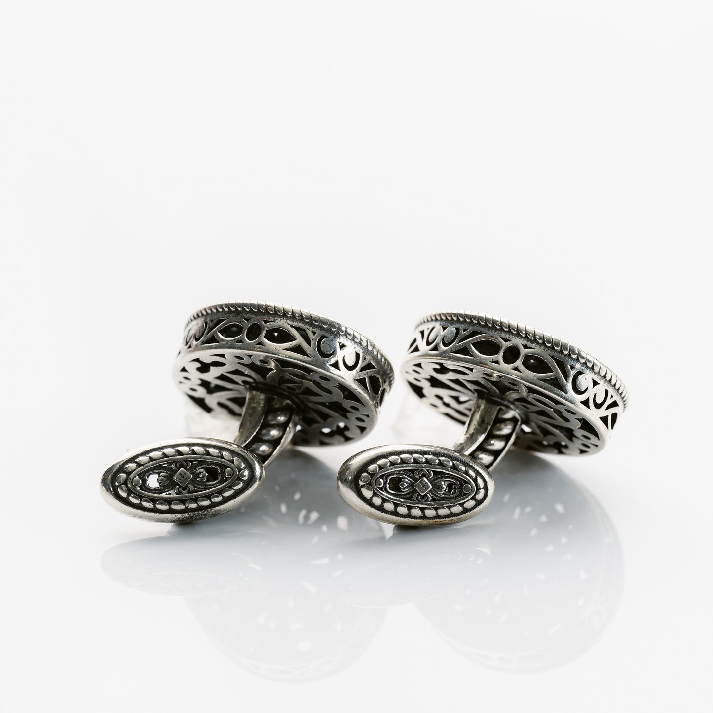 Filigree Center Stone Oval Cuff Links