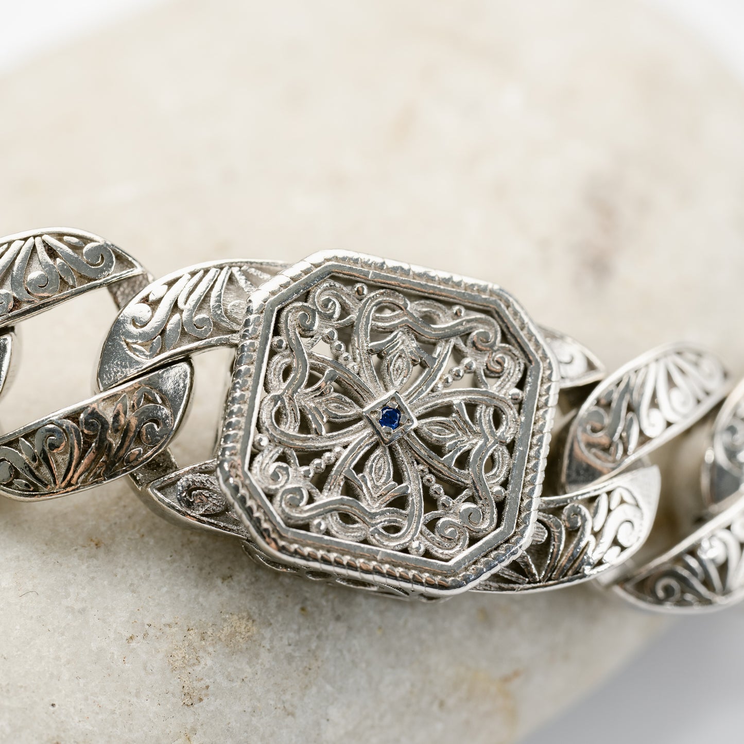 Filigree Center Stone Square Bracelets (LG)