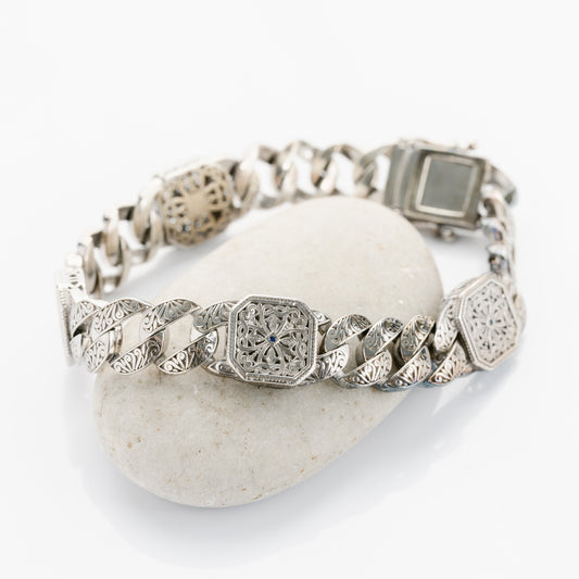 Filigree Center Stone Square Bracelets (LG)
