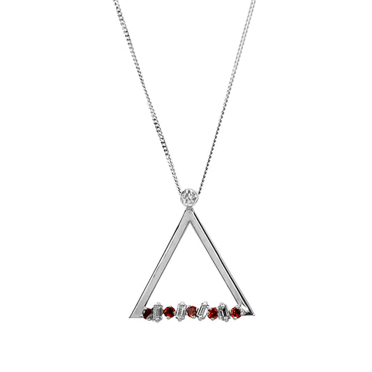 Rubies and Diamond - Pendant - 18K White Gold