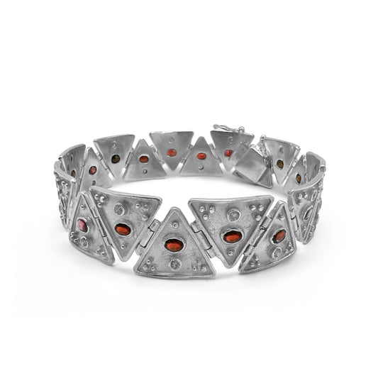 Garnet, Diamonds and Silver Bracelet