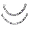 Purple Essence Collection – Engraved Link Bracelet with Amethyst in Nickel-Free .925 Silver