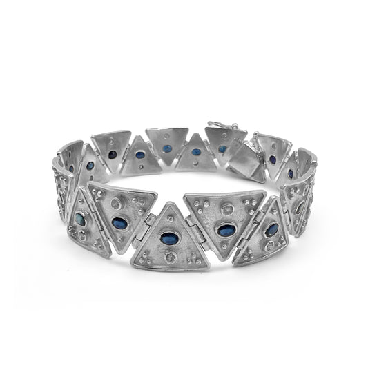 Sapphires, Diamonds and Silver Bracelet